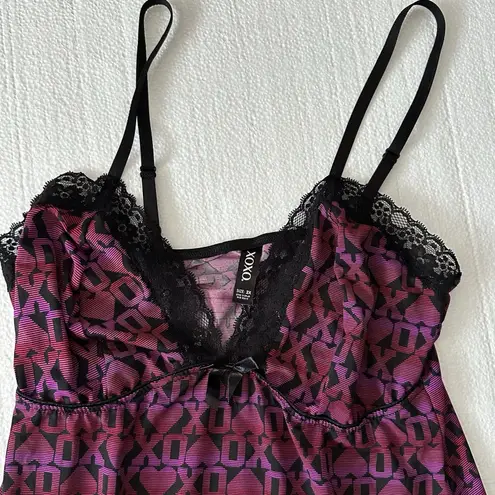 XOXO Vintage  Y2K Babydoll Mini Slip Dress Size 2X Purple Preppy Dainty Lace Dark
