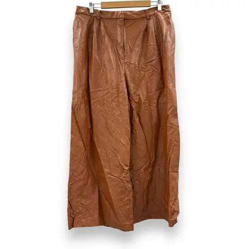 Slate + Willow RTR Brown Faux Leather High Rise Wide Leg Pants Sz XL