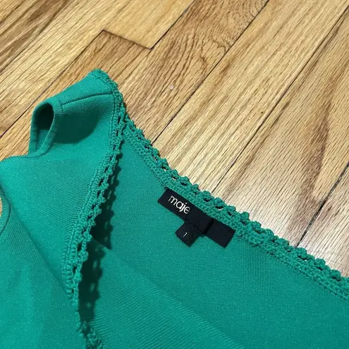 Maje Cut-Out Green Knit Asymmetrical Strap Bodysuit Size 1 (Small)