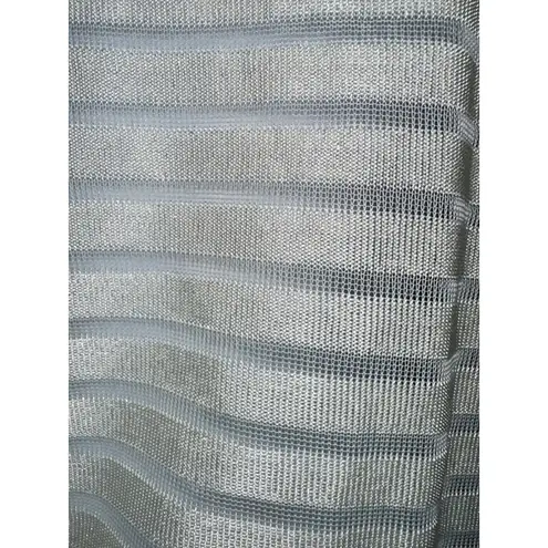 Natori Top Large Ivory Striped Sheer Short Sleeve Knit Tee USA Made Size L