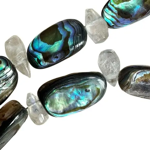 Abalone Shell & quartz Bead Necklace with Sterling Silver Clasp