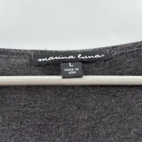 Marina Luna Beaded One Shoulder Top Women's Size Large Gray Asymmetrical Evening