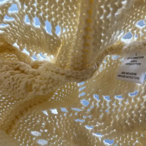 TALULAH  Cream Open-Knit Women's  cropped cardigan L slouchy oversized sleeves