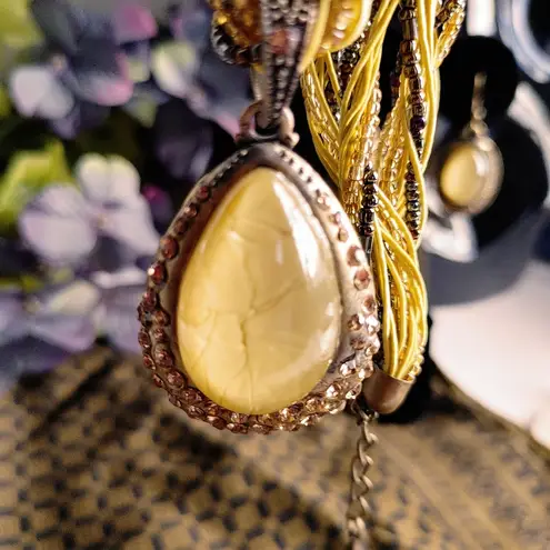 Gold Turkish Stone Statement Necklace Set