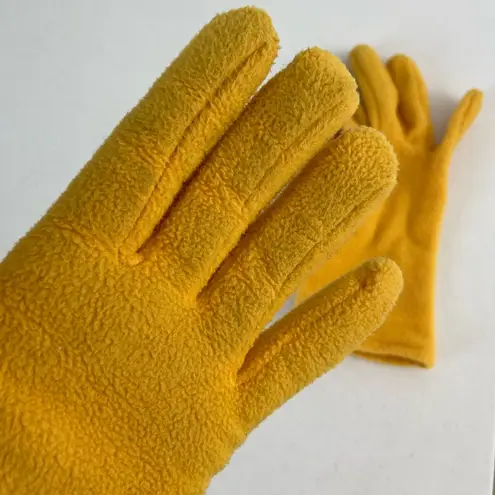 Women’s yellow fleece stretch soft warm winter gloves accessories one size