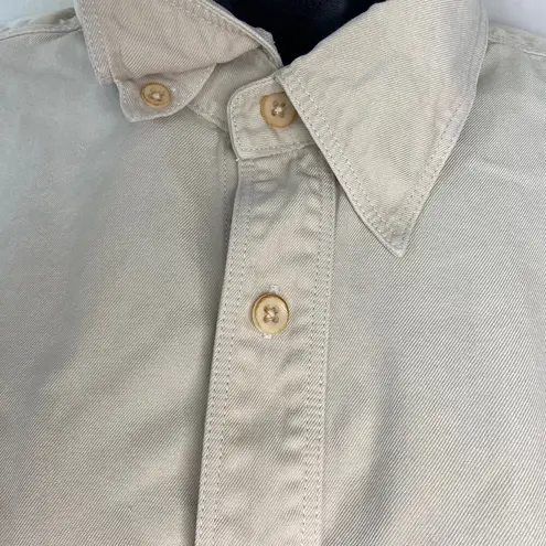 Tommy Bahama  Beige Tan Silk Button Down Blouse Sz Large