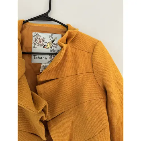 Anthropologie Tabitha Wool Blend Terrace House Ruffle Blazer Jacket Mustard Sz 6 Yellow