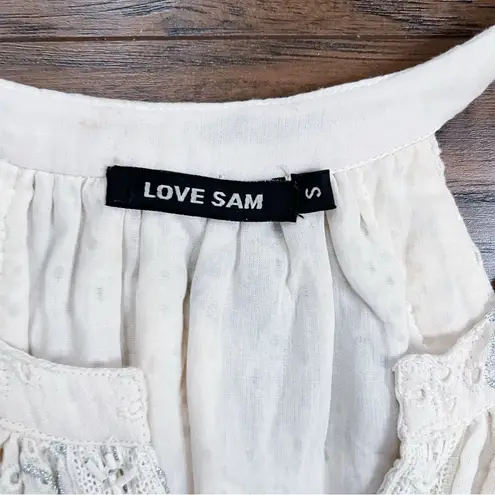 Love Sam • Lucy In The Sky dress midi embroidered eyelet tiered beaded cream