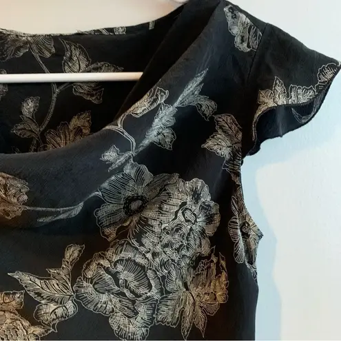 Apt. 9 . 100% Silk Flowy Cap Flutter Sleeve Floral Blouse Size M