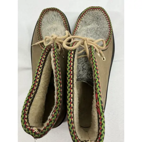 Womans Laceup Flat Winter Chukka Boots 10 Brown Gray Lined