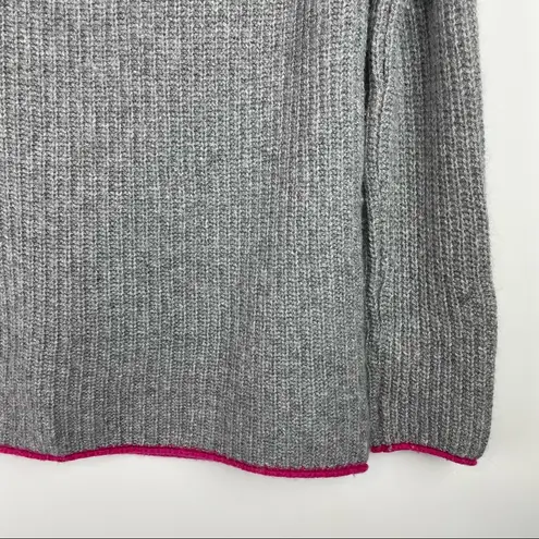 Bartolini Italian Small Wool/Cashmere Blend Gray Turtleneck Sweater Pink Trim