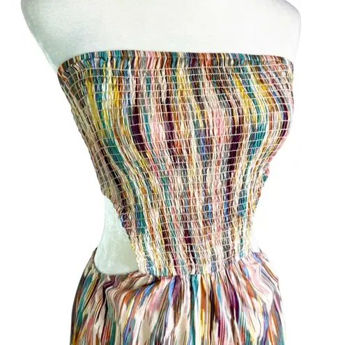 MISA Los Angeles MISA Myka Ikat Strapless Cutout Smocked Cotton Blend Dress Size S NWT