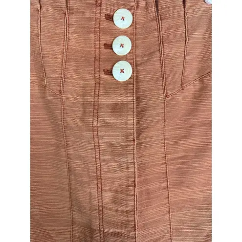 Free People  'Every Minute' Orange Terracotta Button Down Mini Skirt Size 2