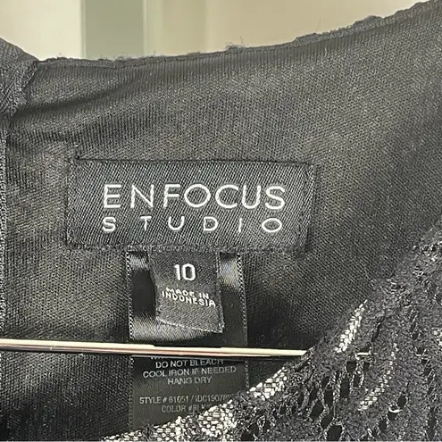 Enfocus Studio 10 Black Floral Lace Cold Shoulder Maxi Dress Black Silvertone