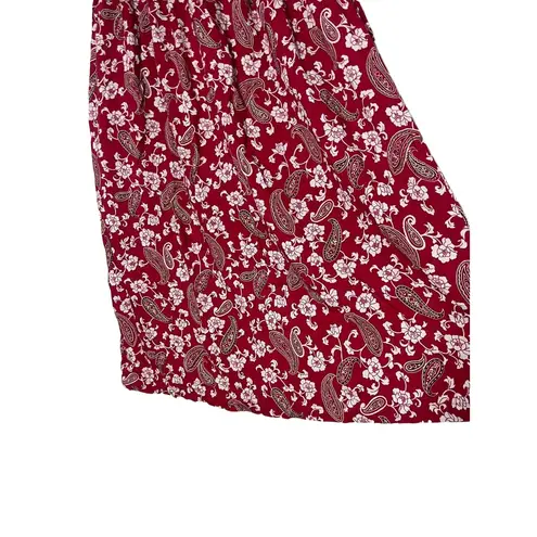 SAG HARBOR Red Patterned Floral Paisley Vintage Maxi Skirt Petite Small Red Size undefined
