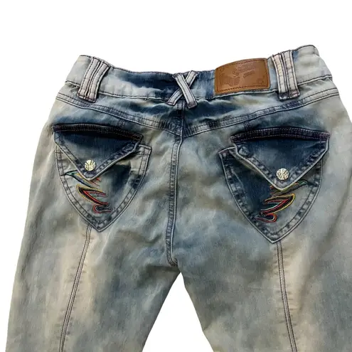 Vintage Magic Garden Acid Wash Flare Leg Jeans, Sz 5 Blue