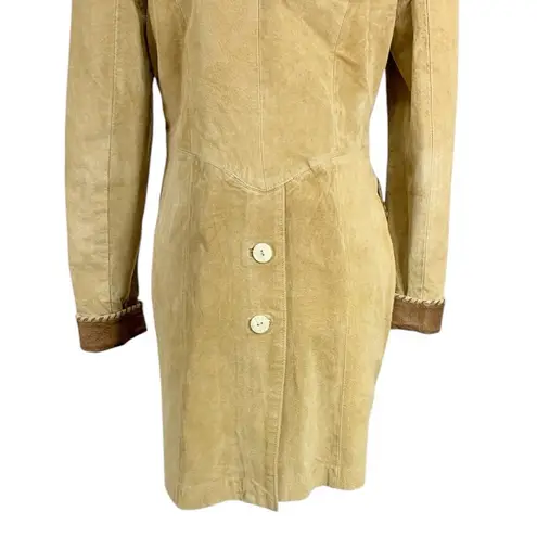 Vintage Lew Margam Collection Suede Mid Length Leather Jacket Size 8 Tan