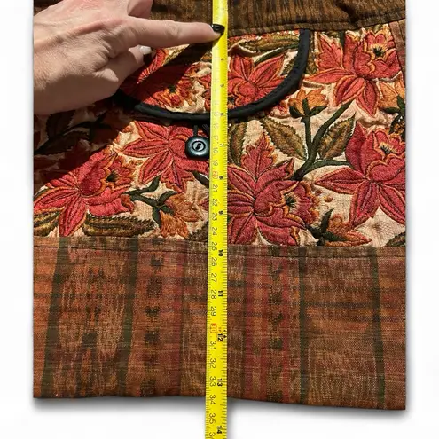 Handmade Boho Floral Embroidered Crossbody Bag Brown Red Patchwork Sling Purse