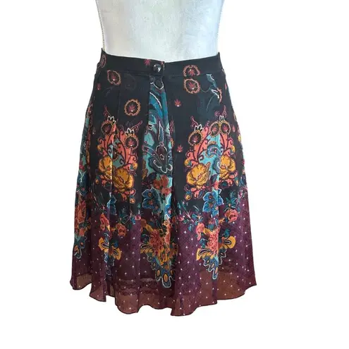 None VTG Pleated Sheer Fit & Flare Skirt Whimsigoth Fairy Grunge Floral Boho Cottage