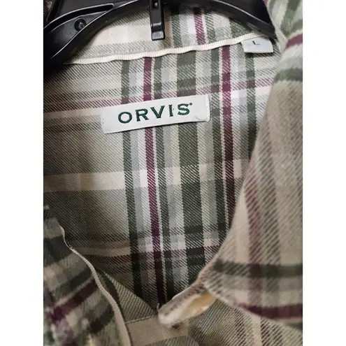 Orvis  Womens Plaid Large Button Dowm‎