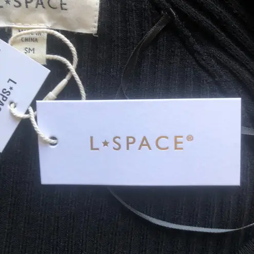 l*space L  Camryn Top Black Ribbed Sweater Long Sleeve Women's Size Small NWT - Image 9