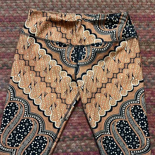 AUM BROWN & BLACK MANDALA PATTERN YOGA LEGGINGS Size L