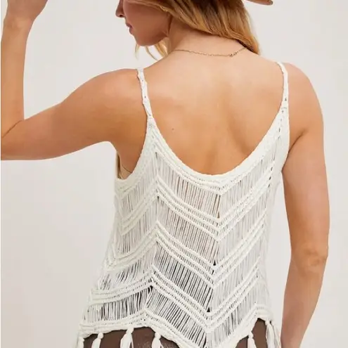 Rebellion Cream Crochet Fringe Top