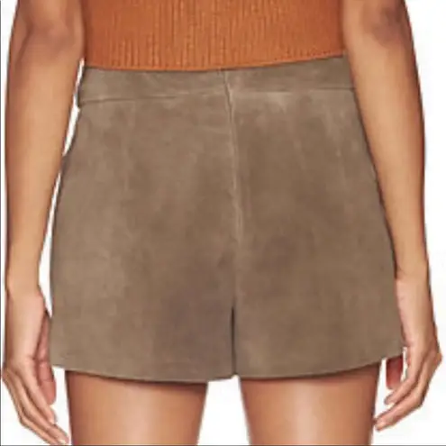 Intermix brown goat suede tie-waist shorts size small