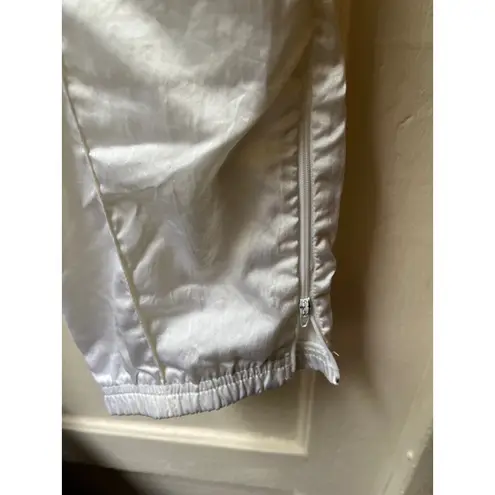 Head Vintage 80s Sportswear White Shiny Satin Jogger track elastic Pants Medium