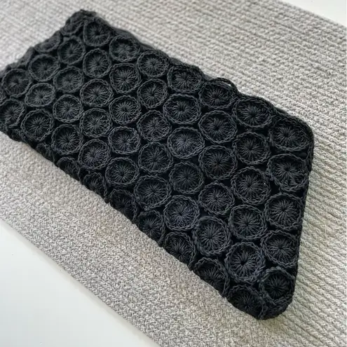 Vintage CORDE 1940’s Black Woven Circle Design Crochet Oversized Clutch Bag