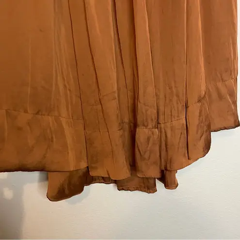 ZARA  Rust Orange Satin Midi Skirt Size Medium