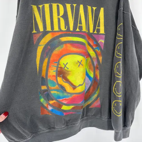Urban Outfitters  Nirvana Smiley Face Graphic Sweatshirt Charcoal Grey Size L/XL