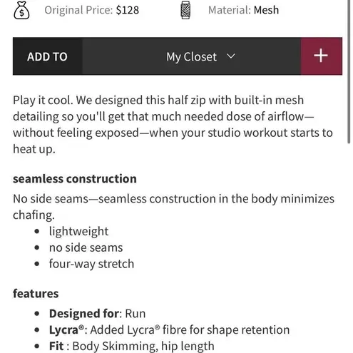 Lululemon  Reveal 1/2 Zip *Mindful Motion
Deep Ruby thumbnail 6
