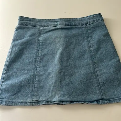 Forever 21  denim blue zip-up pleated mini skirt