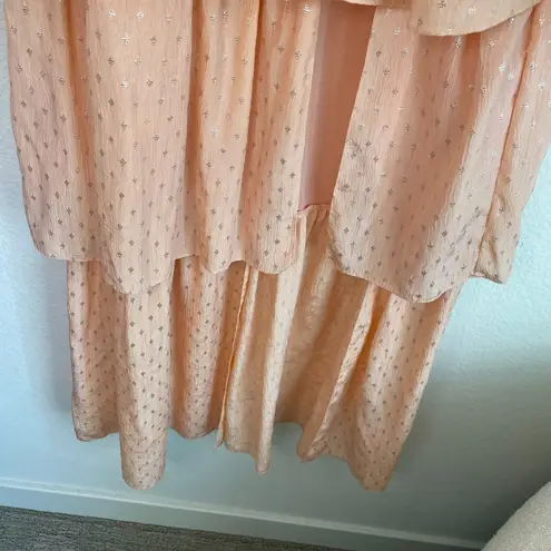 Amanda Uprichard  Coral Pink Tiered Ruffle Midi Dress