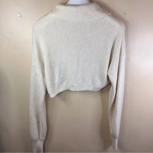 Danielle Bernstein WeWoreWhat Cream Boho Collared Knit Womens Sweater Size Large