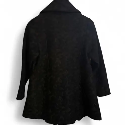 Habitat Black Jacquard Shawl Collar Oversized Winter Coat Asymmetrical Hem Sz S