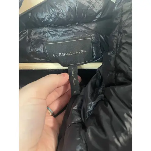 BCBGMAXAZRIA  Black Down & Feather Puffer 3/4 Jacket