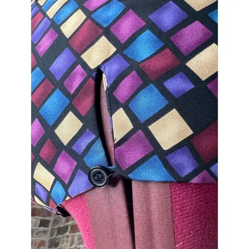 Notations tank top shell geometric rectangles purple blue plumb cream jeweltone 1990s