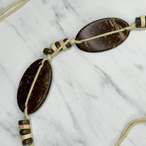 Coconut Shell Beaded Tie Belt Boho Natural Brown Medium (M) ✨