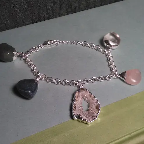 Crazy Lace Agate Brass Bracelet