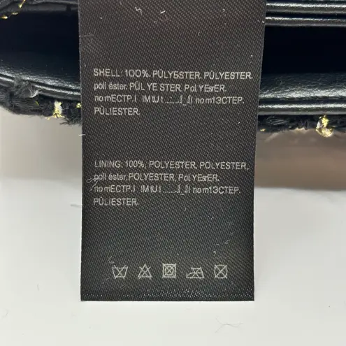 Badgley Mischka Bouclé Tweed Shoulder Bag Vegan leather Black NEW