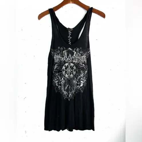 Rock & Roll Cowgirl  M Cross Black Graphic Tank Top