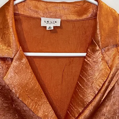 Le lis  Women's 100% Button down Blouse Size Large Colorful Silk Like Lightweight