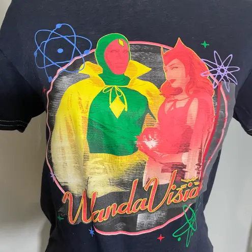 Marvel NWT Wandavision Disney+ Babydoll Tee Black T-Shirt Top Short Sleeve New