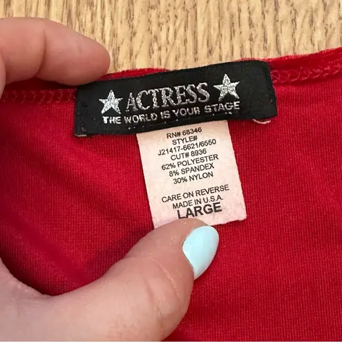 Actress Red Velvet Sparkle and Micromesh 3/4 Sleeve Top Size L