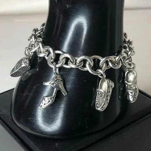 Lois Hill Sterling Silver Rolo Charm Toggle Bracelet with Shoe Charms
