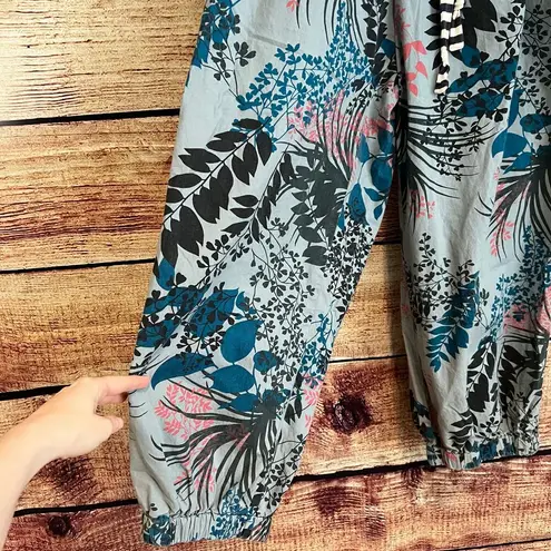 J Peterman Palazzo Pants Women's Large XL Joggers Boho Hawaiian Tropical Floral Blue