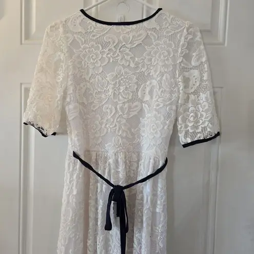 Reborn J White Lace Maxi Dress Womens Size Small Vintage Modest Style USA Made
