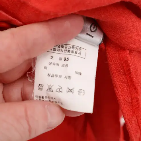 Dark Coral Linen Tunic Top Lagenlook Coastal Beachy Oversized Pockets Size M/L Size M